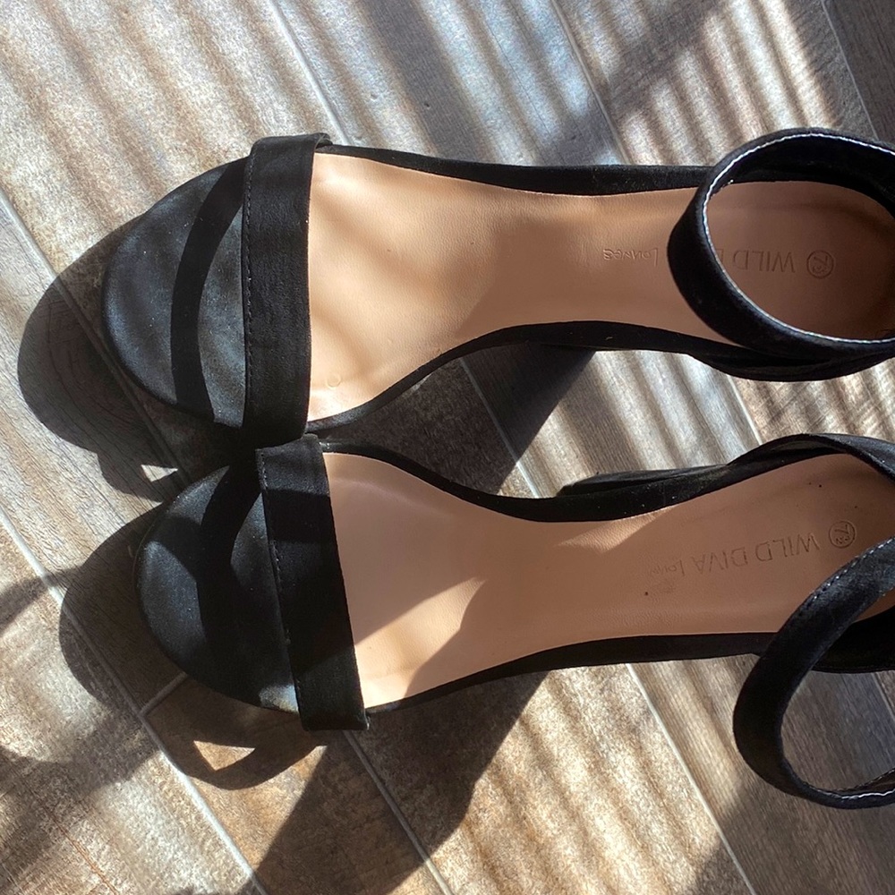 Black suede heels